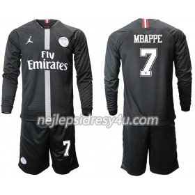 Fotbalový Dres Paris Saint-Germain MBAPPE 7 Jodan Černá Dětské Alternativní 2018/19 Dlouhý Rukáv